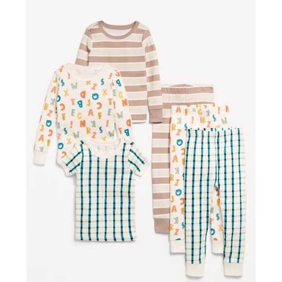 Old Navy Toddler Size 5t 6PC Snug Fit Pajama set Lot Of 3 Mix And Match Letters - Picture 1 of 1